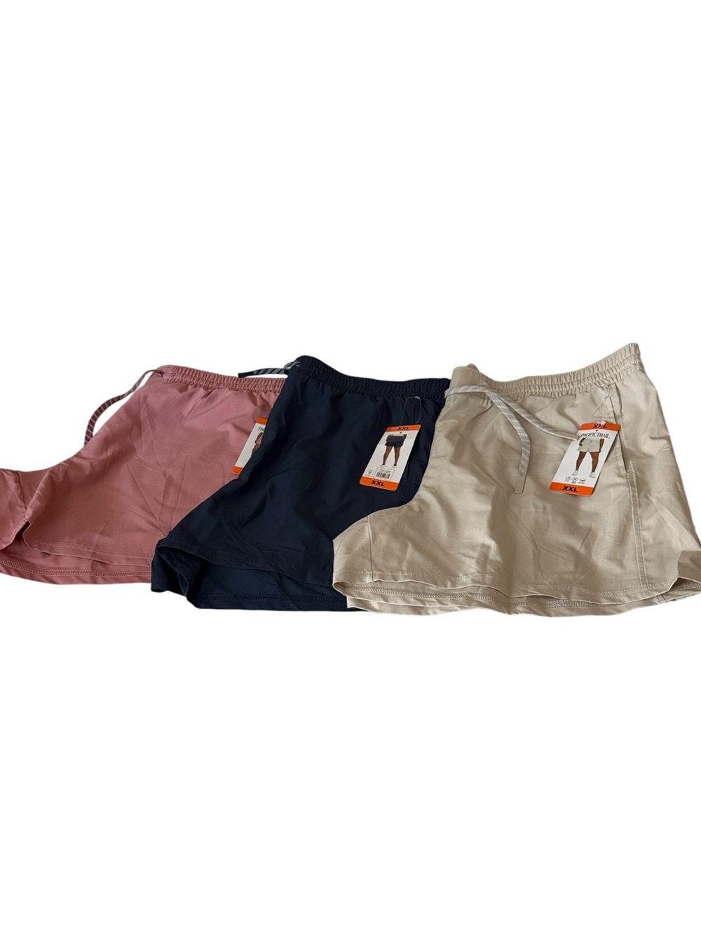 Pacific Trail 3 Pair Bundle Pull-On Shorts - Pink, Navy & Beige, size 1X/XXL